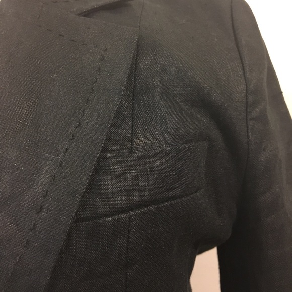 H &M black linen blazer with multi color sash tie - Picture 6 of 7